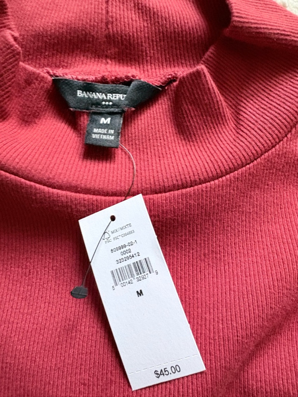 Banana Republic Women's Rose-Red Ribbed Turtleneck Sweater